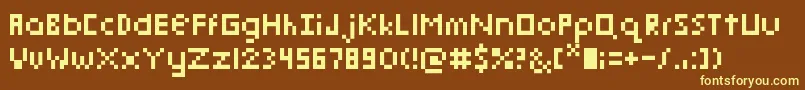 PixelmixMicro-fontti – keltaiset fontit ruskealla taustalla