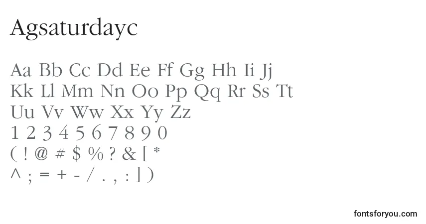 Czcionka Agsaturdayc – alfabet, cyfry, specjalne znaki