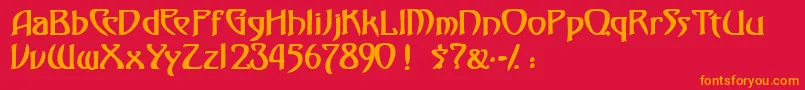 フォントFezsskBold – 赤い背景にオレンジの文字