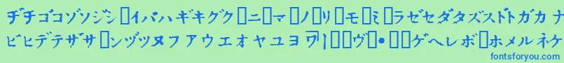 Czcionka InKatakana – niebieskie czcionki na zielonym tle