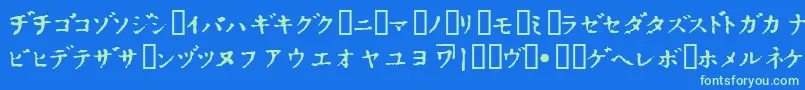 Fonte InKatakana – fontes verdes em um fundo azul