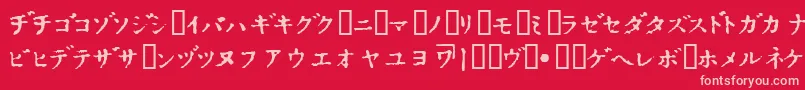 フォントInKatakana – 赤い背景にピンクのフォント