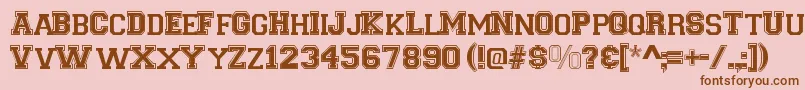 VarsityRegular-Schriftart – Braune Schriften auf rosa Hintergrund