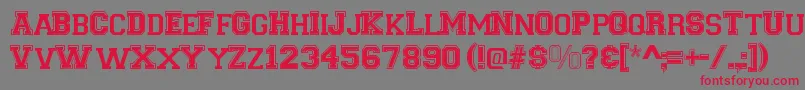 フォントVarsityRegular – 赤い文字の灰色の背景