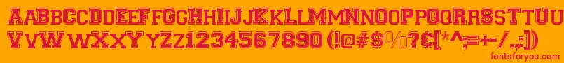 VarsityRegular Font – Red Fonts on Orange Background