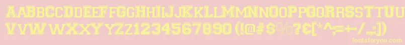 VarsityRegular-Schriftart – Gelbe Schriften auf rosa Hintergrund