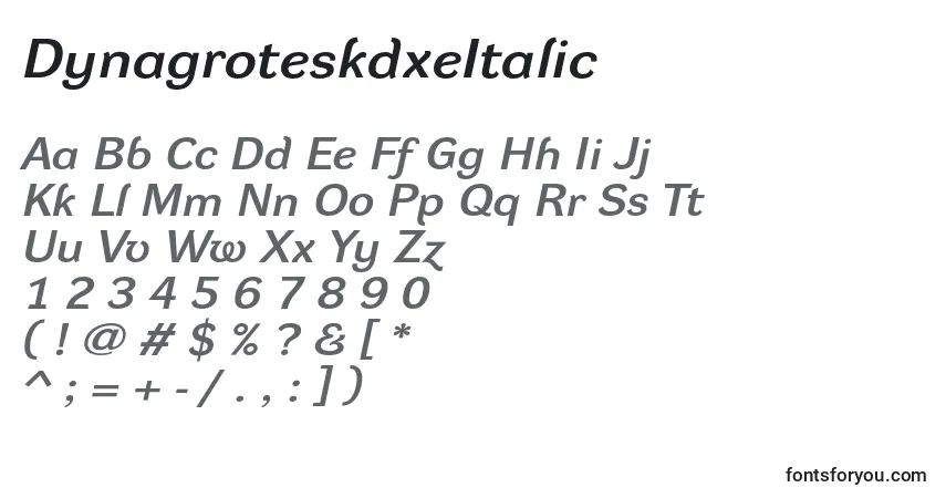 Police DynagroteskdxeItalic - Alphabet, Chiffres, Caractères Spéciaux