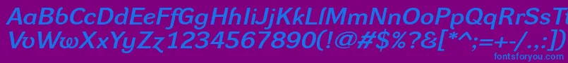 DynagroteskdxeItalic Font – Blue Fonts on Purple Background