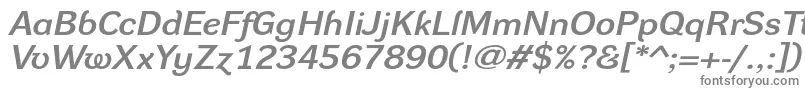 DynagroteskdxeItalic-fontti – harmaat kirjasimet valkoisella taustalla
