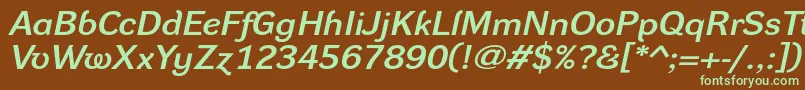 DynagroteskdxeItalic Font – Green Fonts on Brown Background