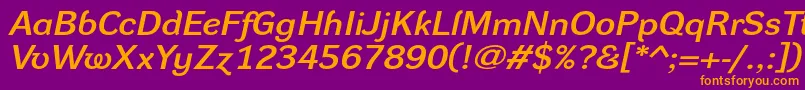 フォントDynagroteskdxeItalic – 紫色の背景にオレンジのフォント