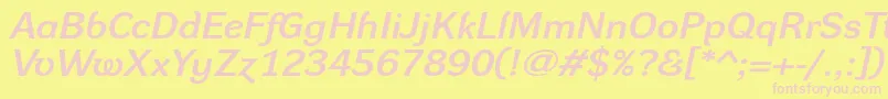 DynagroteskdxeItalic-fontti – vaaleanpunaiset fontit keltaisella taustalla