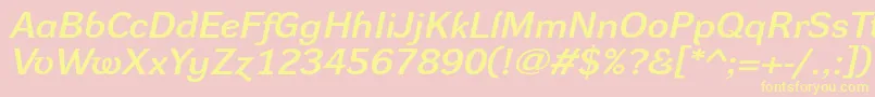 DynagroteskdxeItalic Font – Yellow Fonts on Pink Background