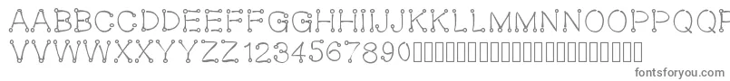 Oeillet-fontti – harmaat kirjasimet valkoisella taustalla