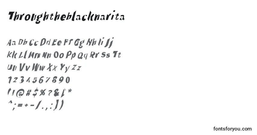 Fuente Throughtheblacknarita - alfabeto, números, caracteres especiales