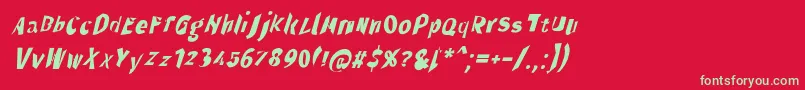 フォントThroughtheblacknarita – 赤い背景に緑の文字