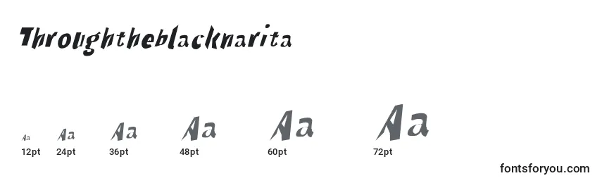 Размеры шрифта Throughtheblacknarita