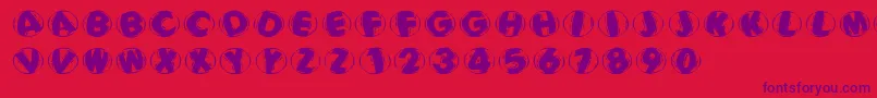 Woodcuttedcapsblackfs Font – Purple Fonts on Red Background