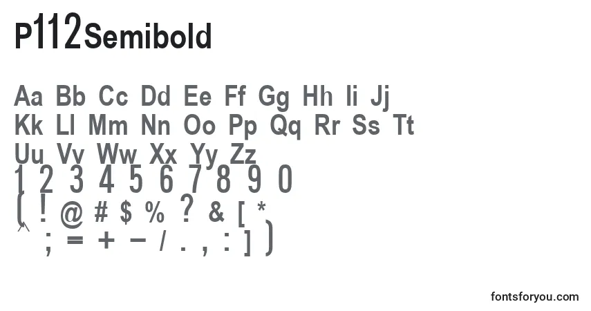 P112Semibold-fontti – aakkoset, numerot, erikoismerkit