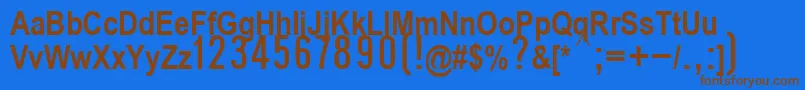 フォントP112Semibold – 茶色の文字が青い背景にあります。