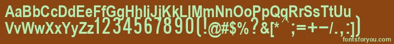 フォントP112Semibold – 緑色の文字が茶色の背景にあります。