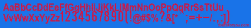 P112Semibold Font – Red Fonts on Blue Background