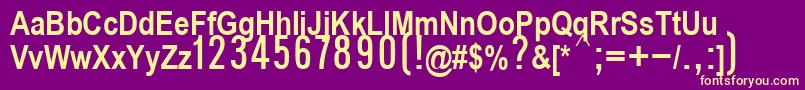 P112Semibold-Schriftart – Gelbe Schriften auf violettem Hintergrund