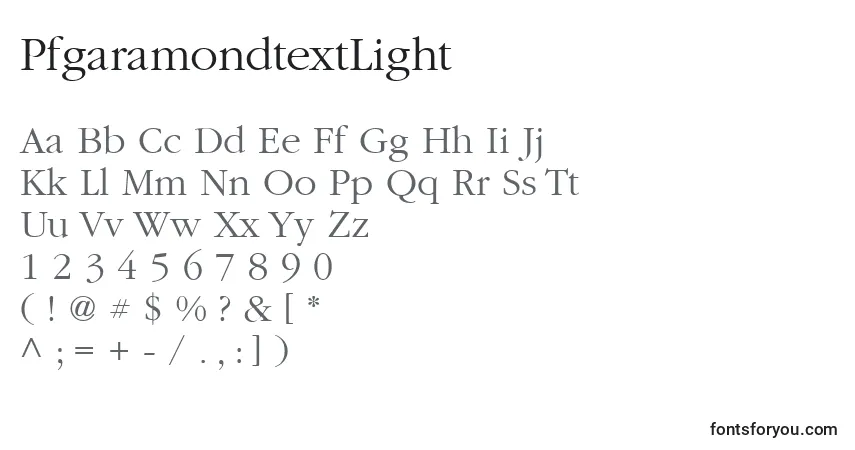 PfgaramondtextLight Font – alphabet, numbers, special characters