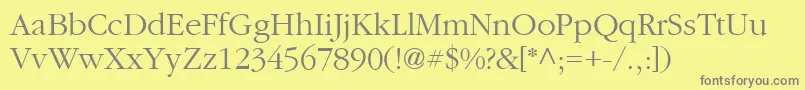 PfgaramondtextLight-Schriftart – Graue Schriften auf gelbem Hintergrund