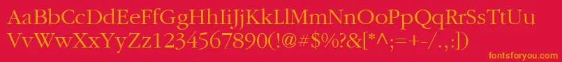 PfgaramondtextLight Font – Orange Fonts on Red Background