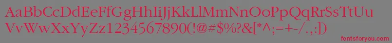 フォントPfgaramondtextLight – 赤い文字の灰色の背景