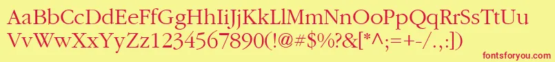 PfgaramondtextLight Font – Red Fonts on Yellow Background