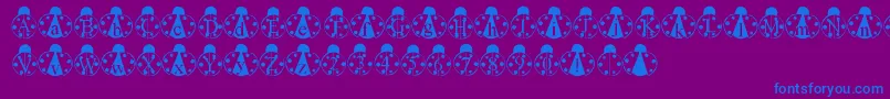フォントLmsLondonbugs – 紫色の背景に青い文字