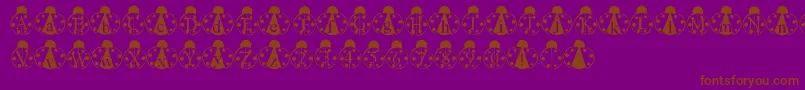 フォントLmsLondonbugs – 紫色の背景に茶色のフォント