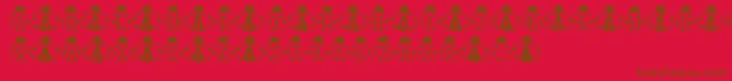 LmsLondonbugs-Schriftart – Braune Schriften auf rotem Hintergrund