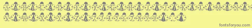 LmsLondonbugs-fontti – harmaat kirjasimet keltaisella taustalla