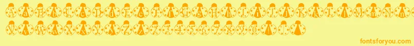 LmsLondonbugs-fontti – oranssit fontit keltaisella taustalla