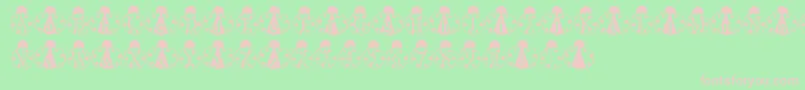 LmsLondonbugs-fontti – vaaleanpunaiset fontit vihreällä taustalla