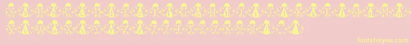 LmsLondonbugs-fontti – keltaiset fontit vaaleanpunaisella taustalla