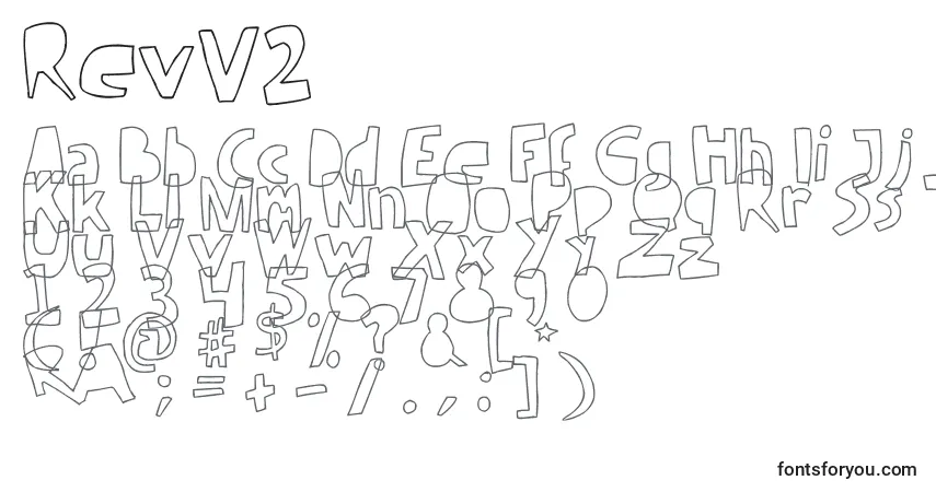 Schriftart RevV2 – Alphabet, Zahlen, spezielle Symbole