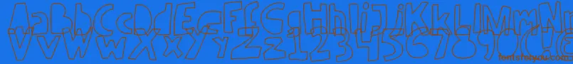 RevV2-Schriftart – Braune Schriften auf blauem Hintergrund