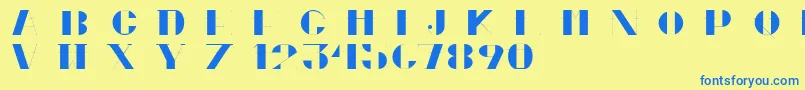 フォントCortesPersonalUseOnly – 青い文字が黄色の背景にあります。