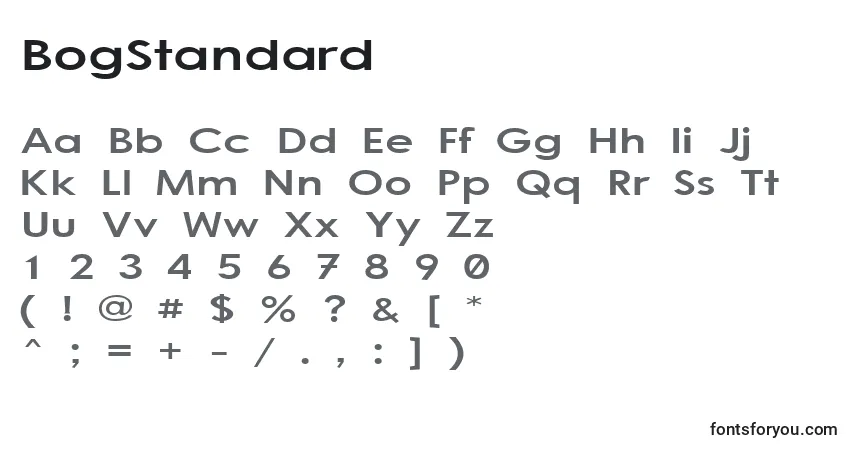 A fonte BogStandard – alfabeto, números, caracteres especiais
