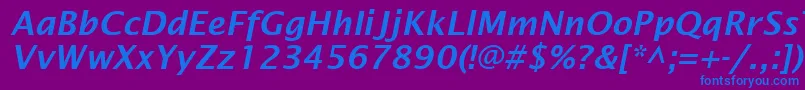 LucidaSansDemiboldItalic Font – Blue Fonts on Purple Background