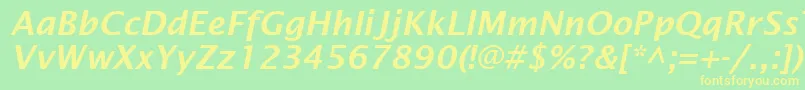 LucidaSansDemiboldItalic-Schriftart – Gelbe Schriften auf grünem Hintergrund