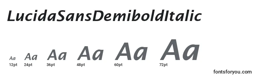 Размеры шрифта LucidaSansDemiboldItalic