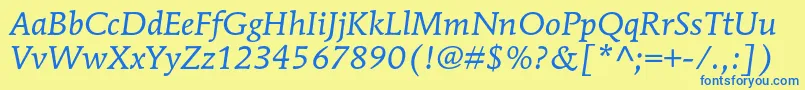 MendozaromanstdBookitalic Font – Blue Fonts on Yellow Background