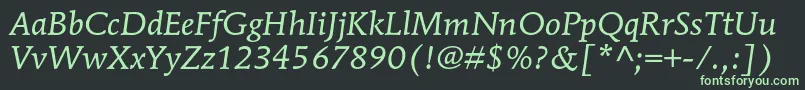 Czcionka MendozaromanstdBookitalic – zielone czcionki na czarnym tle