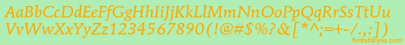 More about MendozaromanstdBookitalic Font MendozaromanstdBookitalic Font – Orange Fonts on Green Background