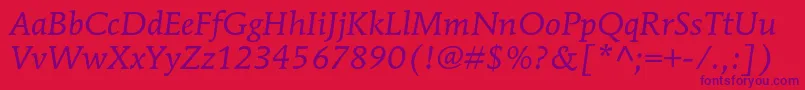 Police MendozaromanstdBookitalic – polices violettes sur fond rouge
